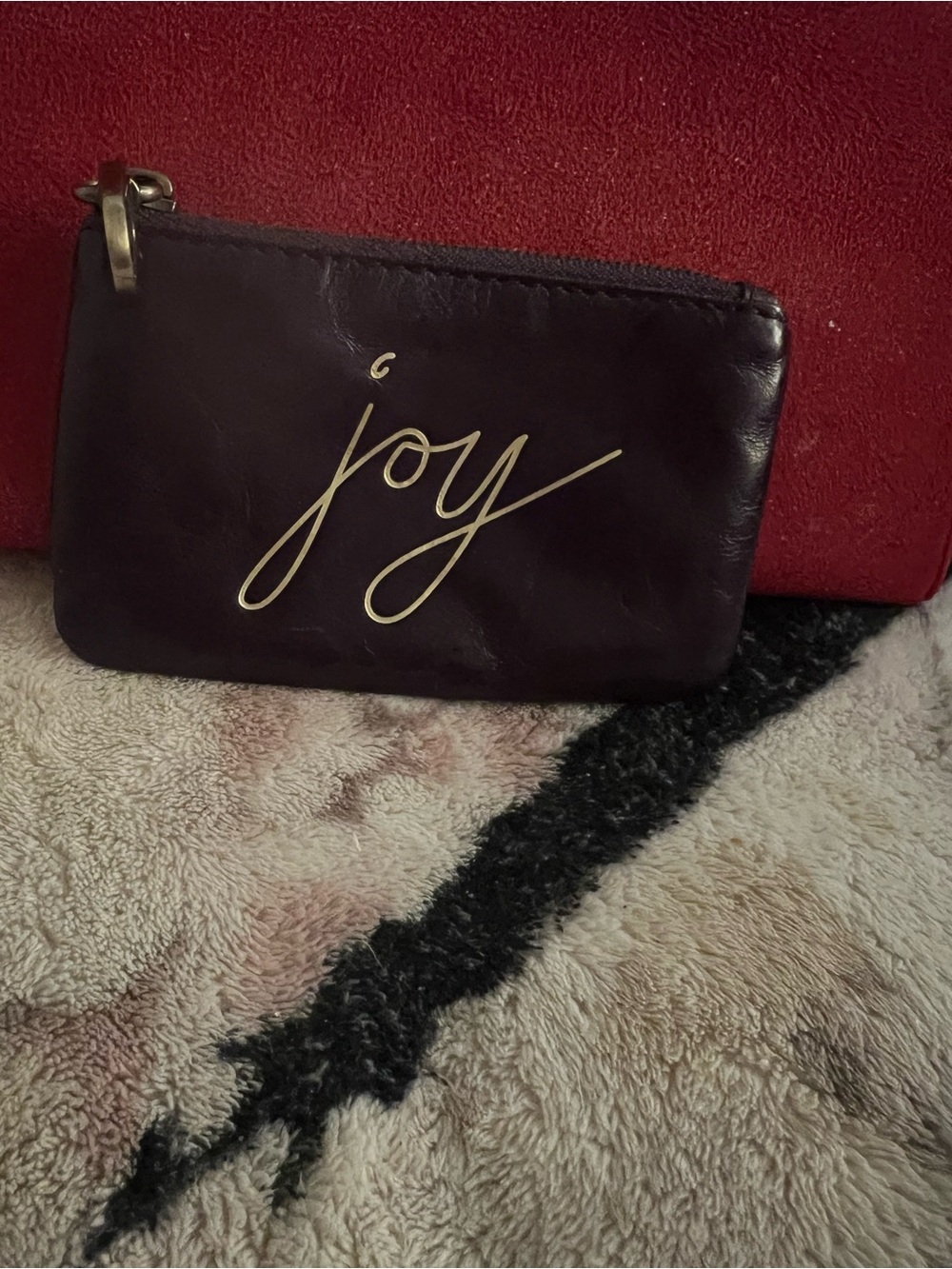 HOBO Joy Script Leather Zip Pouch - Plum